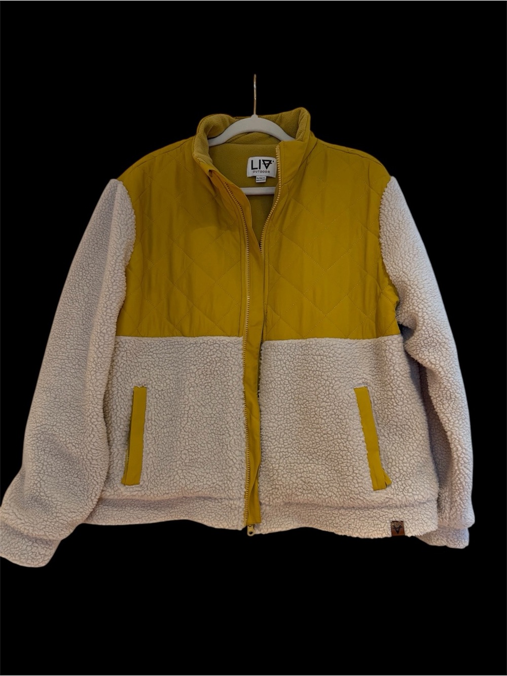 LIV Outdoor Two-Tone Mustard & Cream Sherpa Jacket